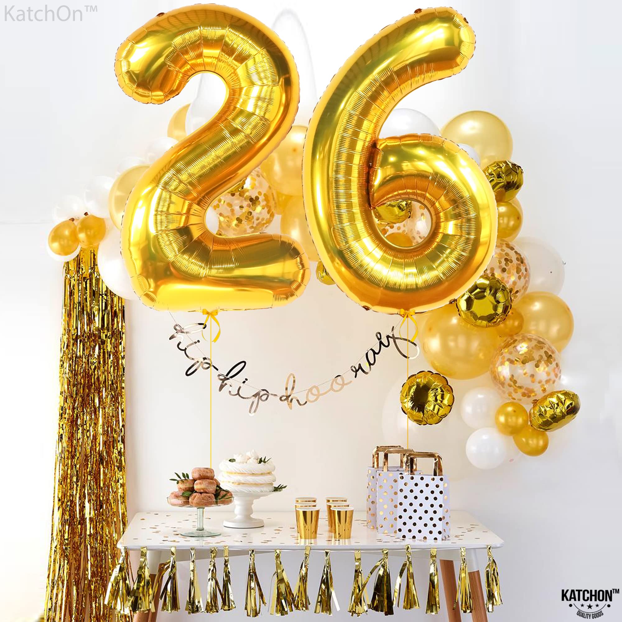 **KatchOn Giant 26 Balloon Number Gold - 40 Inch | Gold 26 Birthday Balloons for Men & Women | Anniversary & Party Decorations | Perfect for Birthdays, Anniversaries, Graduations & Special Events**