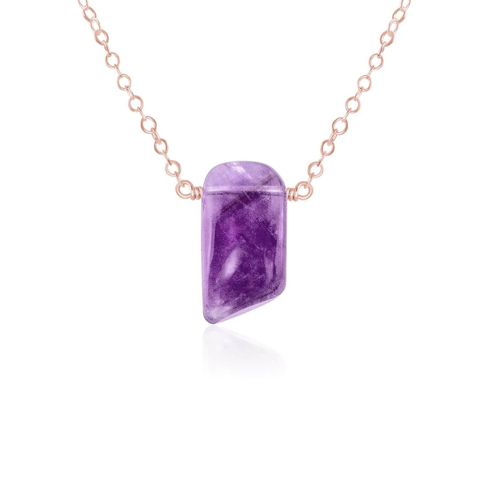 Natural Purple Amethyst Crystal Slab Necklace - Healing Stone Pendant for Women | Perfect for Meditation, Yoga & Spiritual Jewelry Gifts