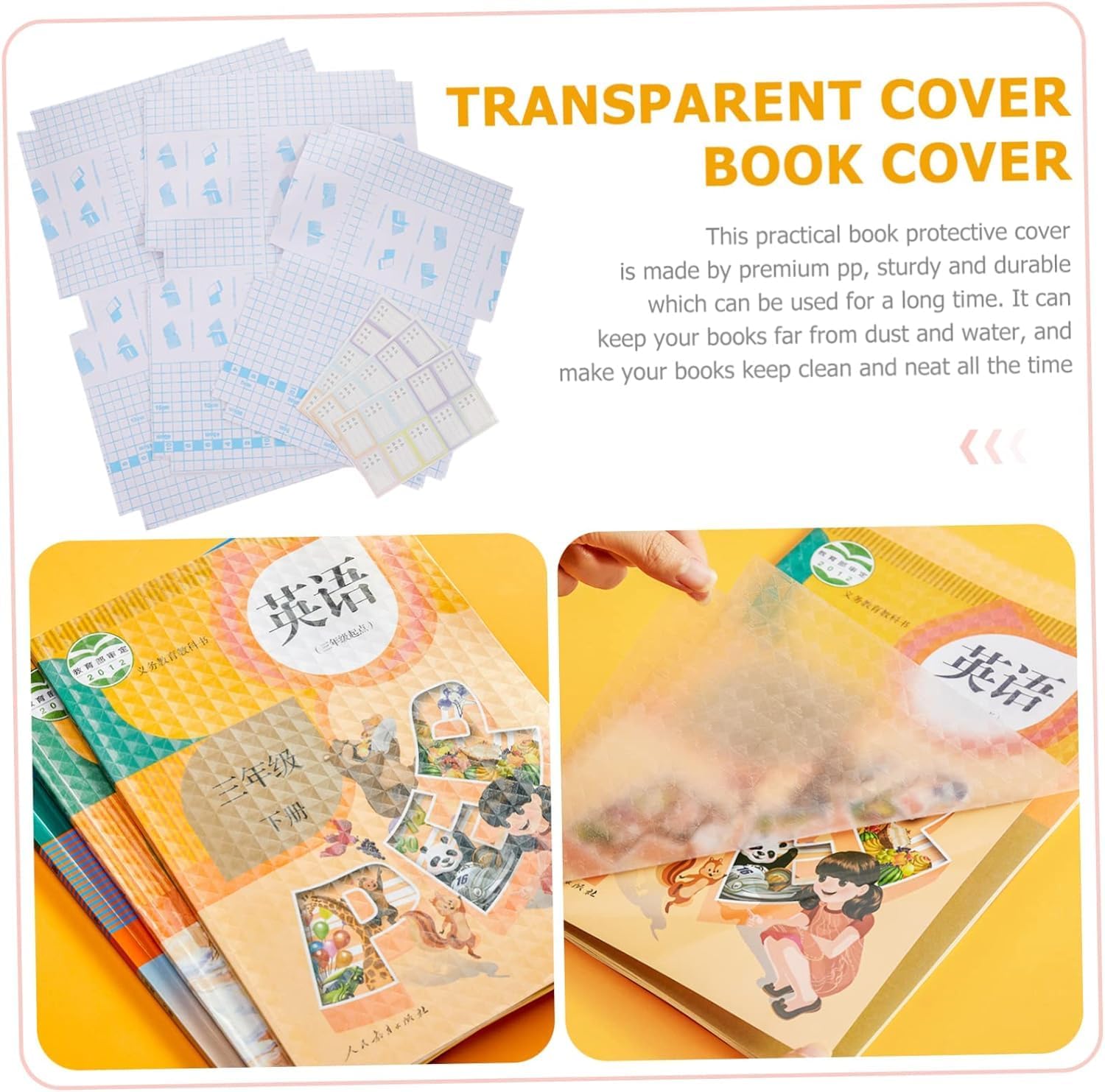 SHREE VALLV Transparent A4 Book Stickers - 10 Pack Waterproof Self-Adhesive Textbook Covers, Customizable Protective Film for School Books | Perfect for Classroom, Library & Home Study Organization