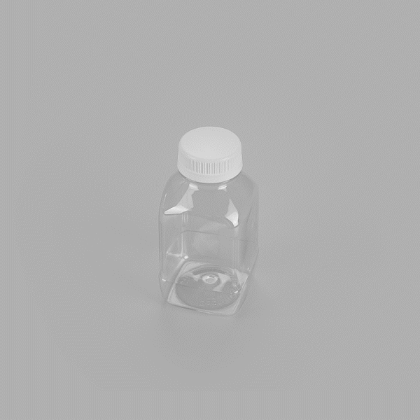 8 oz Square Clear Plastic Juice Bottles with Safety Cap - 2.25