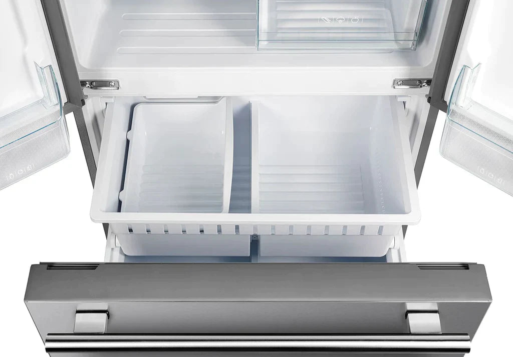 FORNO 31 Inch 17.5 cu ft Stainless Steel French Door Refrigerator with Ice Maker - Energy Efficient, Spacious Freezer & Adjustable Shelves - Perfect for Modern Kitchens & Large Families (Model: FFFFD1974 31SB)
