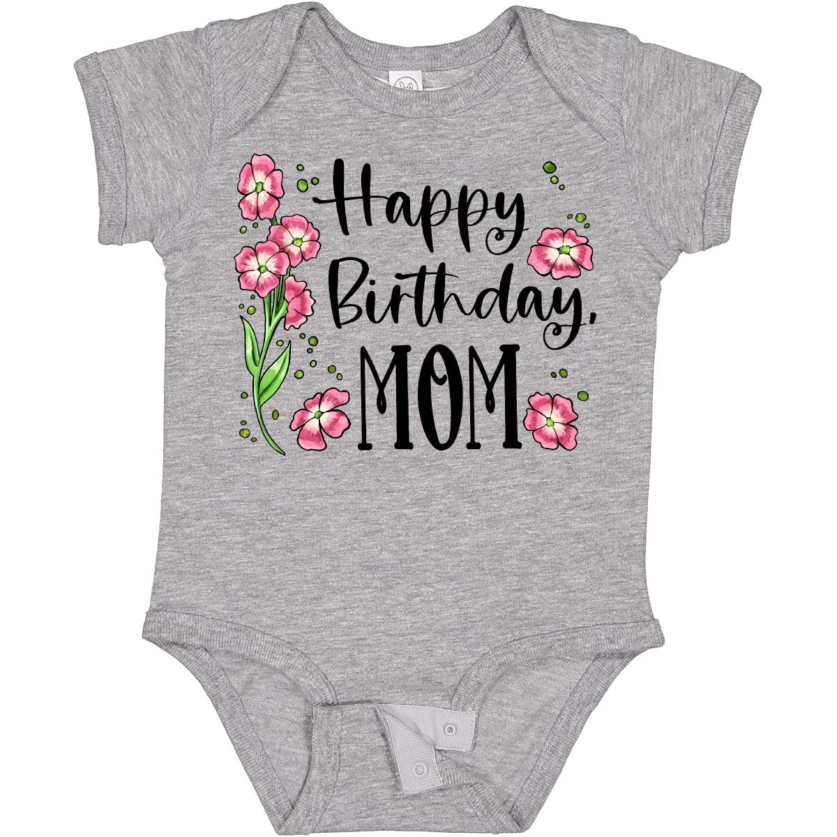 Inktastic Happy Birthday Mom Pink Floral Baby Bodysuit - Cute Outfit for Baby Girls, Birthday Gifts, Photo Shoots & Special Occasions