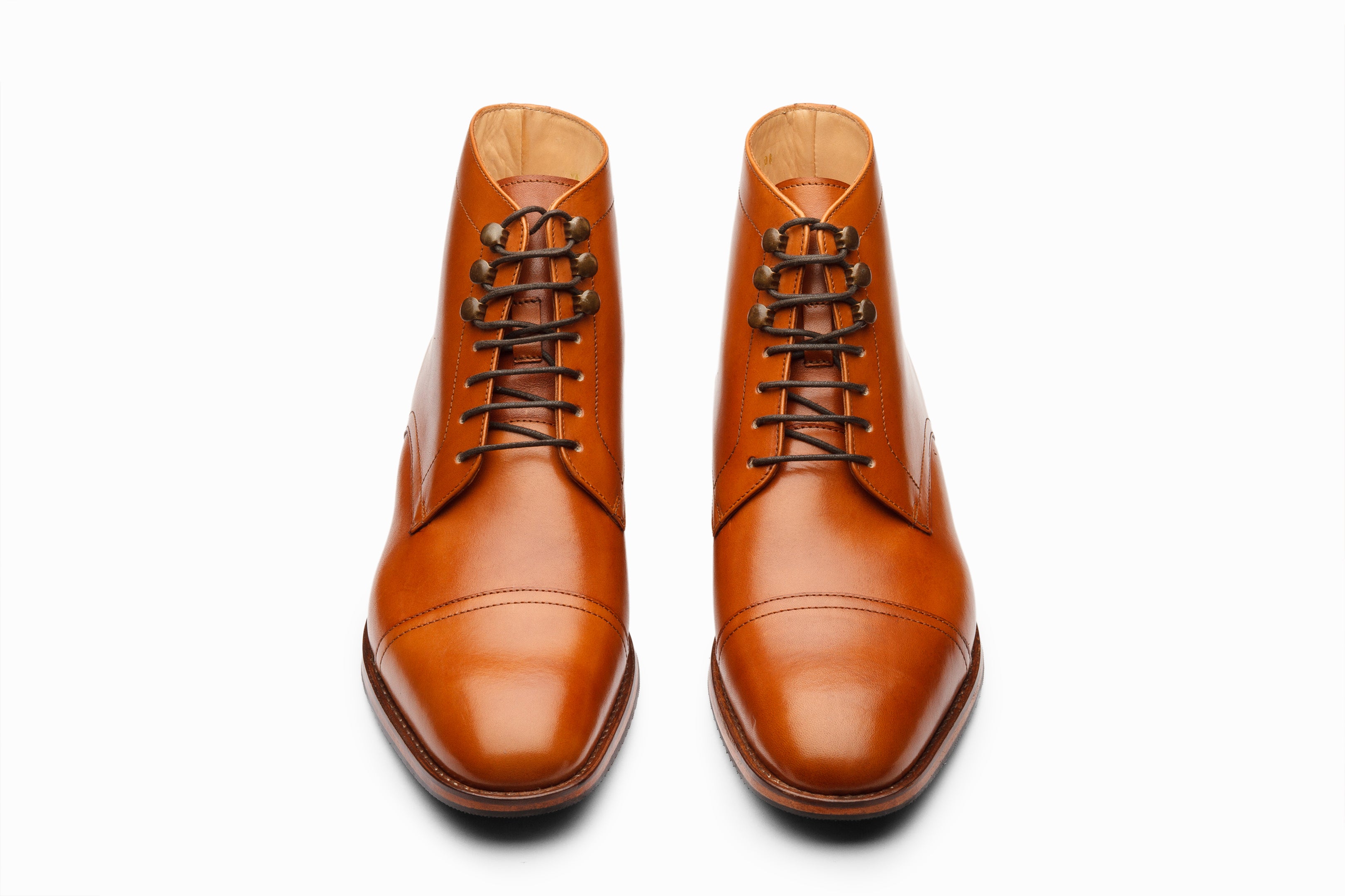 Men's Tan Leather Toecap Derby Boots - Classic Casual & Formal Dress Shoes for Work, Office & Outdoor Wear