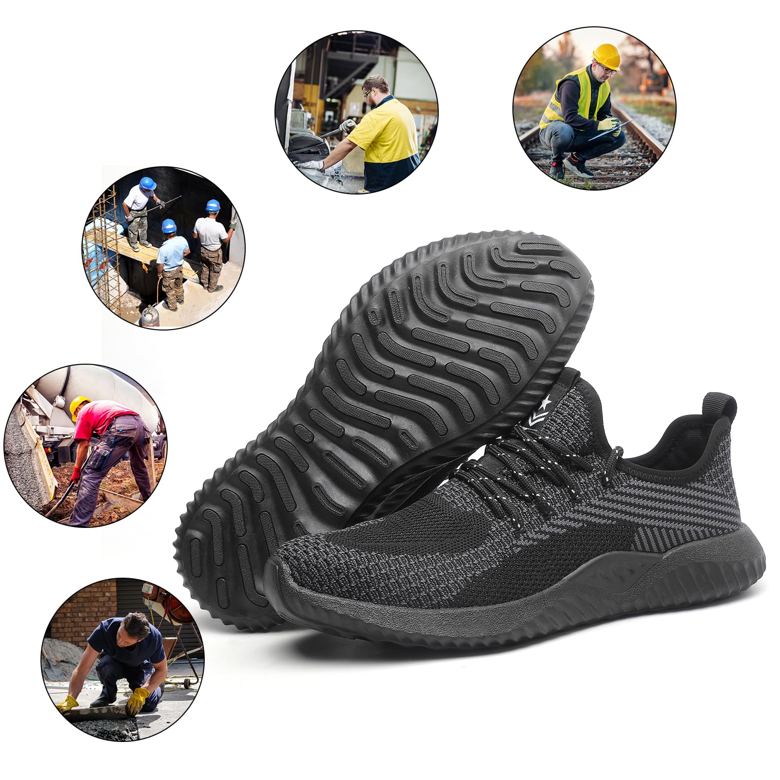 Steel Toe Safety Shoes for Men & Women - Lightweight Puncture Proof Work Boots for Construction, Industrial & Warehouse Use - OSHA Compliant Work Sneakers for Heavy Duty Jobs
