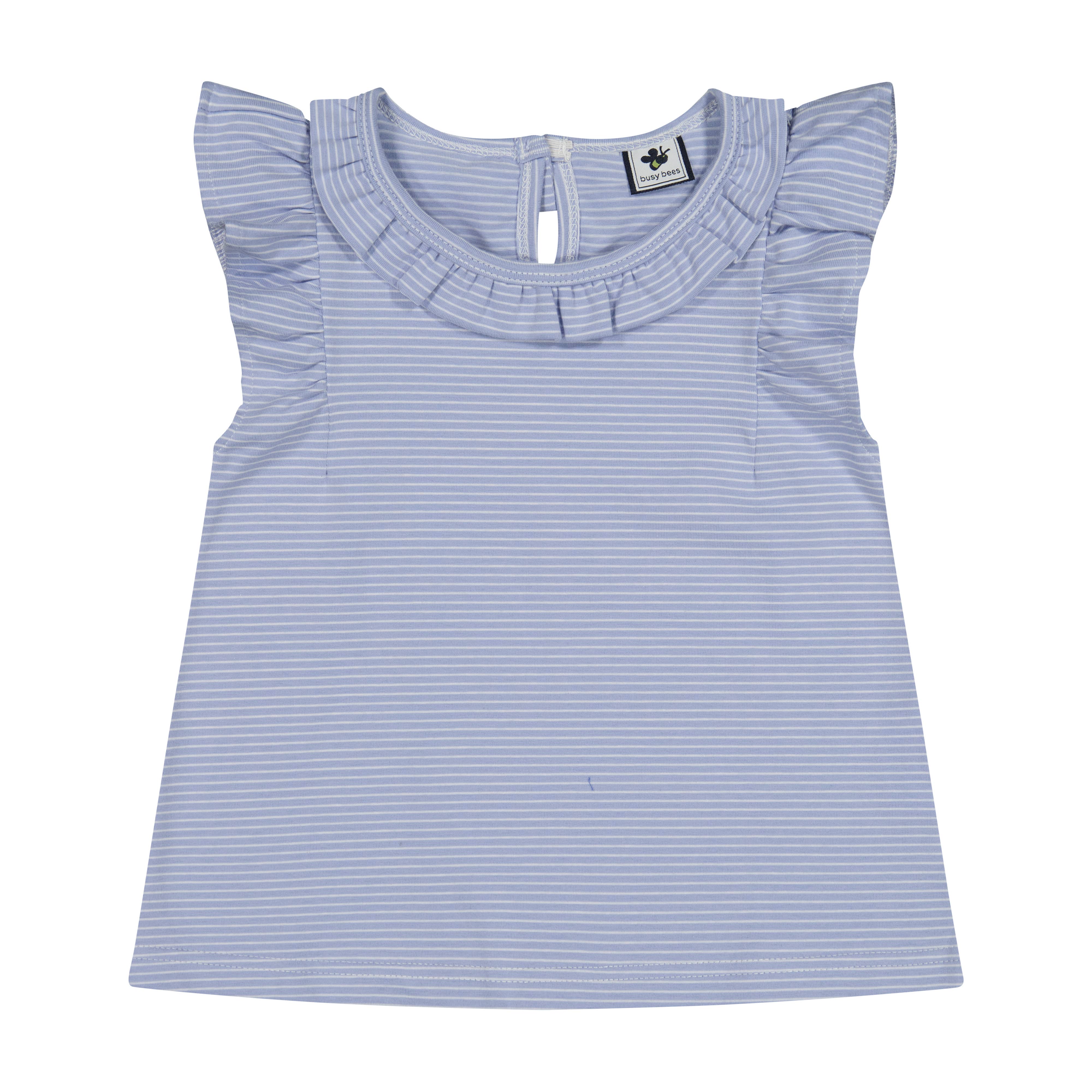 Colette Flutter Sleeve Top - Cornflower Blue Mini Stripe Women's Blouse for Casual Wear, Date Night & Summer Outfits