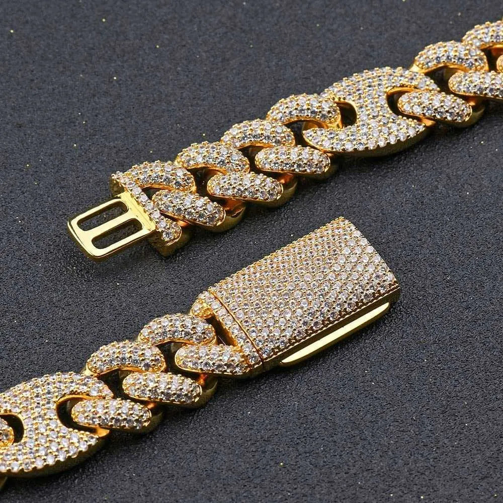 14K Gold Plated Moissanite Cuban Link Chain Necklace for Men & Women | Iced Out Hip Hop Jewelry | Perfect for Parties, Weddings & Everyday Wear