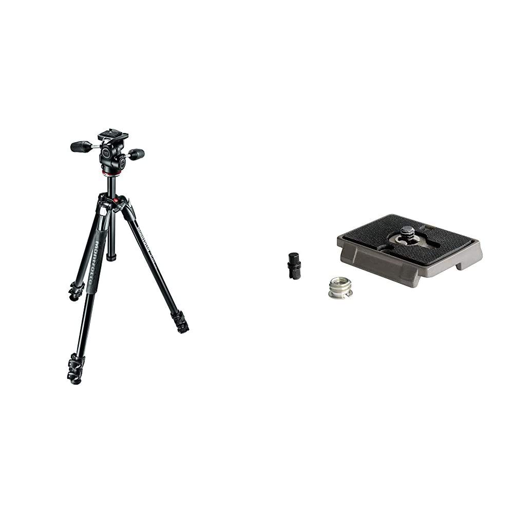 Manfrotto 290 Xtra Aluminum Tripod Kit with Quick Release Plate - Professional Camera Stand for DSLR & Mirrorless Cameras - Perfect for Travel, Photography & Videography