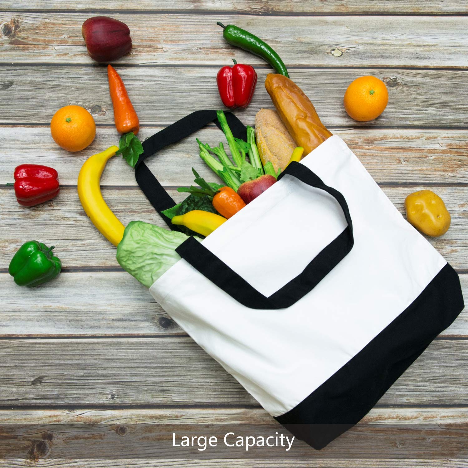 TOPDesign 24-Pack Heavy Duty 12oz Cotton Canvas Tote Bags | Reusable Eco-Friendly Grocery Shopping Bags | Two-Tone Fashion Totes for Crafts, DIY Projects & Creative Designs | Perfect for Farmers Markets, Beach Trips & Everyday Use