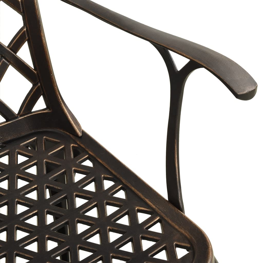 2-Piece Cast Aluminum Patio Chairs Set - Bronze Outdoor Furniture for Garden, Deck, Balcony & Poolside - Weather-Resistant Seating for Relaxing & Entertaining