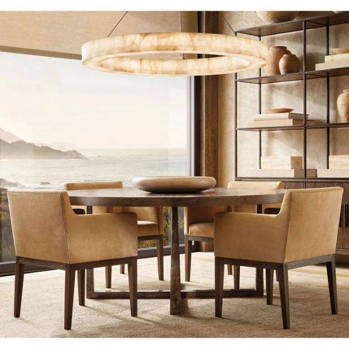 Derive Calcite Round Chandelier - Modern Crystal Ceiling Light Fixture for Dining Room, Living Room & Bedroom Decor