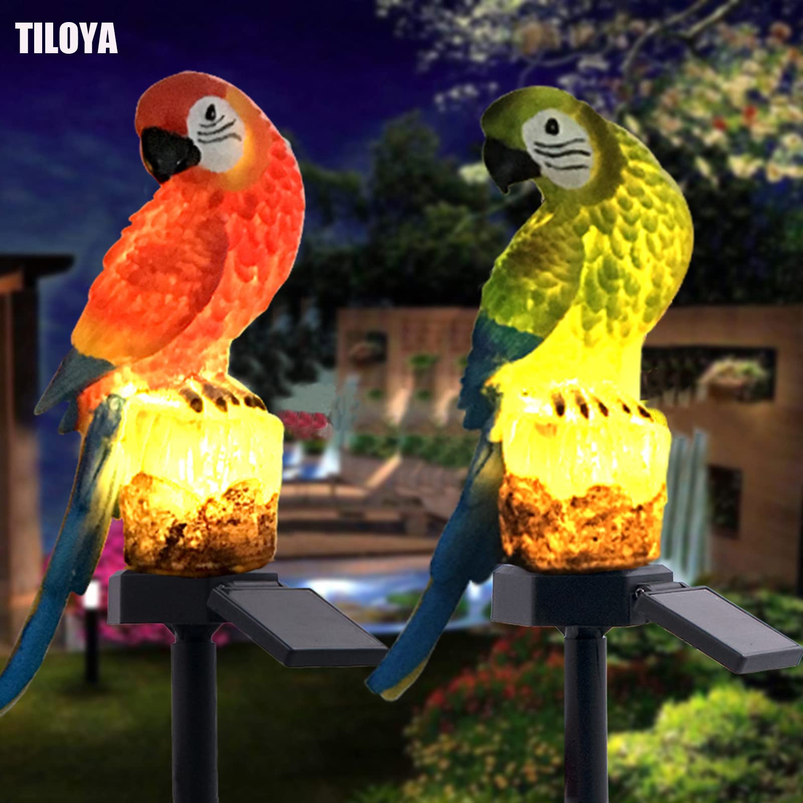 Solar Powered Red Parrot Garden Lights - Waterproof Outdoor Solar Lights for Yard, Lawn, Walkway, Patio & Courtyard Decoration | Cute Animal-Shaped Solar Lights for Garden Decor & Landscape Lighting