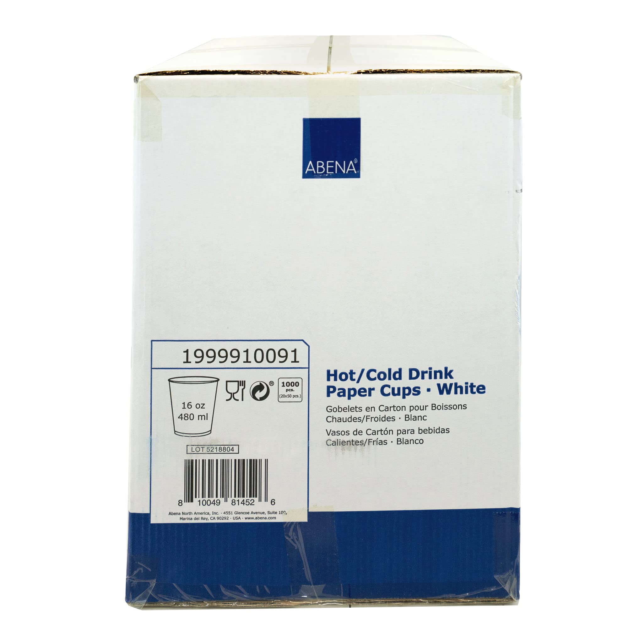 Abena Disposable Paper Coffee Cups 8oz 12oz 16oz - 1000 Pack Bulk Hot & Cold Drink Cups for Coffee Tea Party Office Restaurant Use