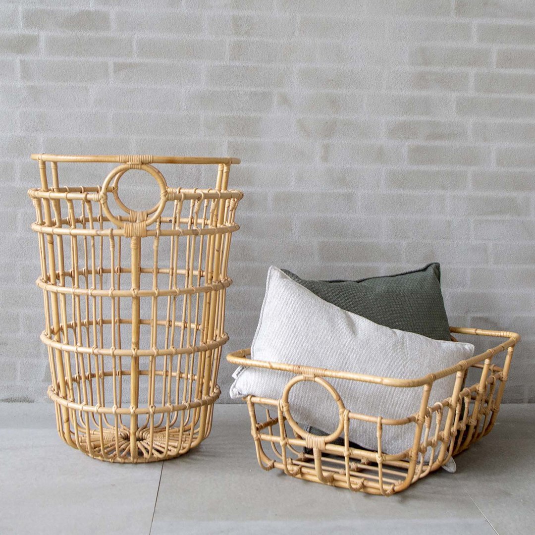 Maria Berntsen Carry Me Basket Cane Line - Stylish Handwoven Rattan Basket for Home Decor, Storage & Picnics - Perfect for Beach, Market & Boho Chic Style