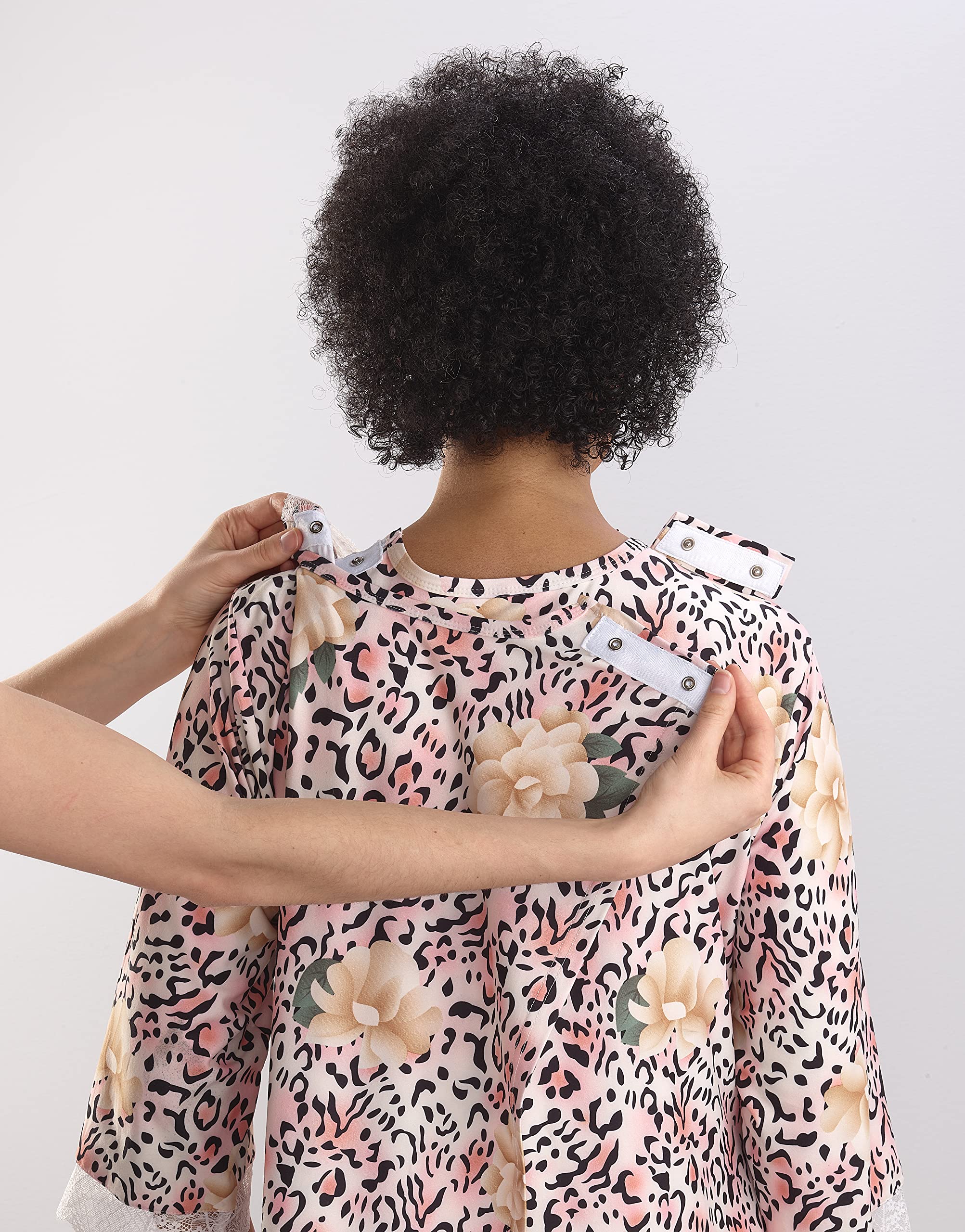 Silverts Open-Back Hospital Gowns for Women - Comfortable & Easy Wear for Seniors & Patients - Milk Silk Lace 3/4 Sleeve - Perfect for Hospital Stays, Recovery & Home Care