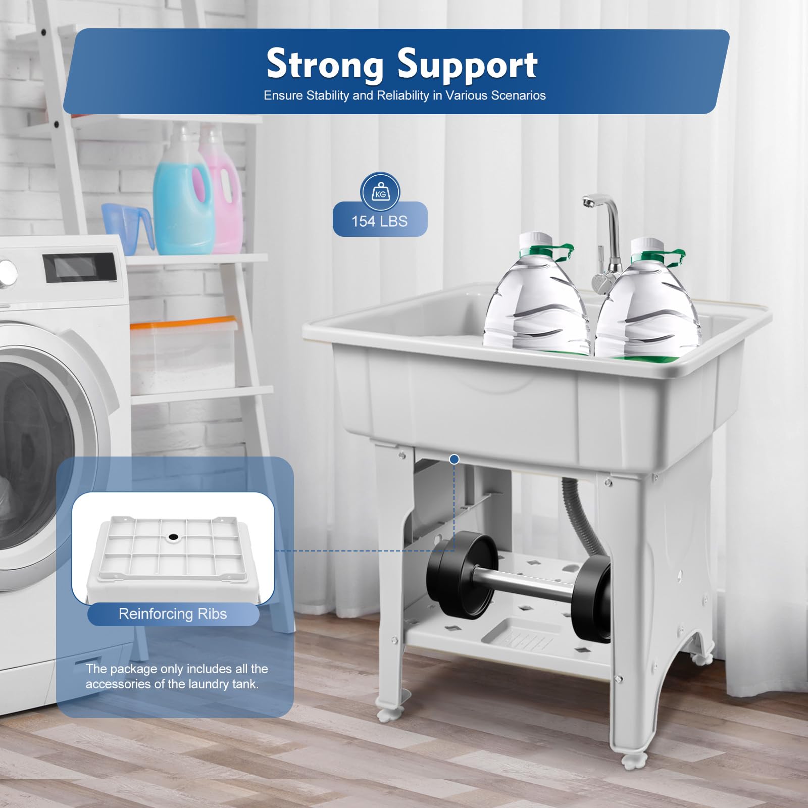 Heavy-Duty Utility Sink with Washboard - 31.5