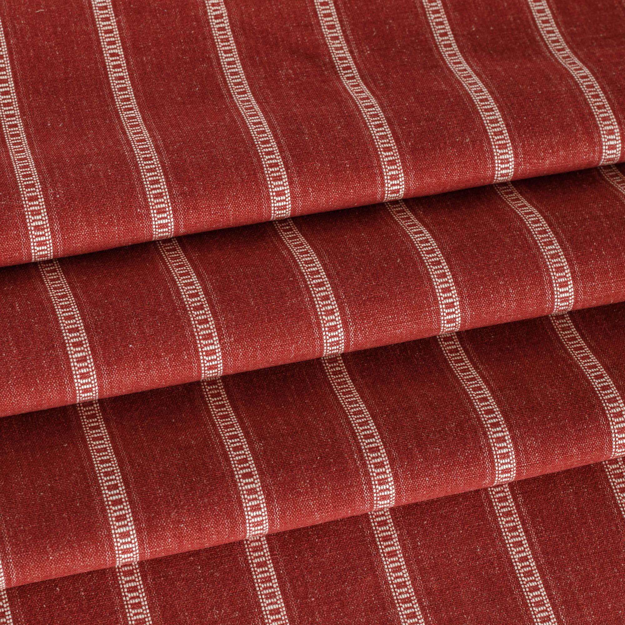 Brunswick Stripe Fabric - Pomegranate Red Upholstery Material for Sofas, Chairs & Home Decor | Premium Cotton Blend Textile