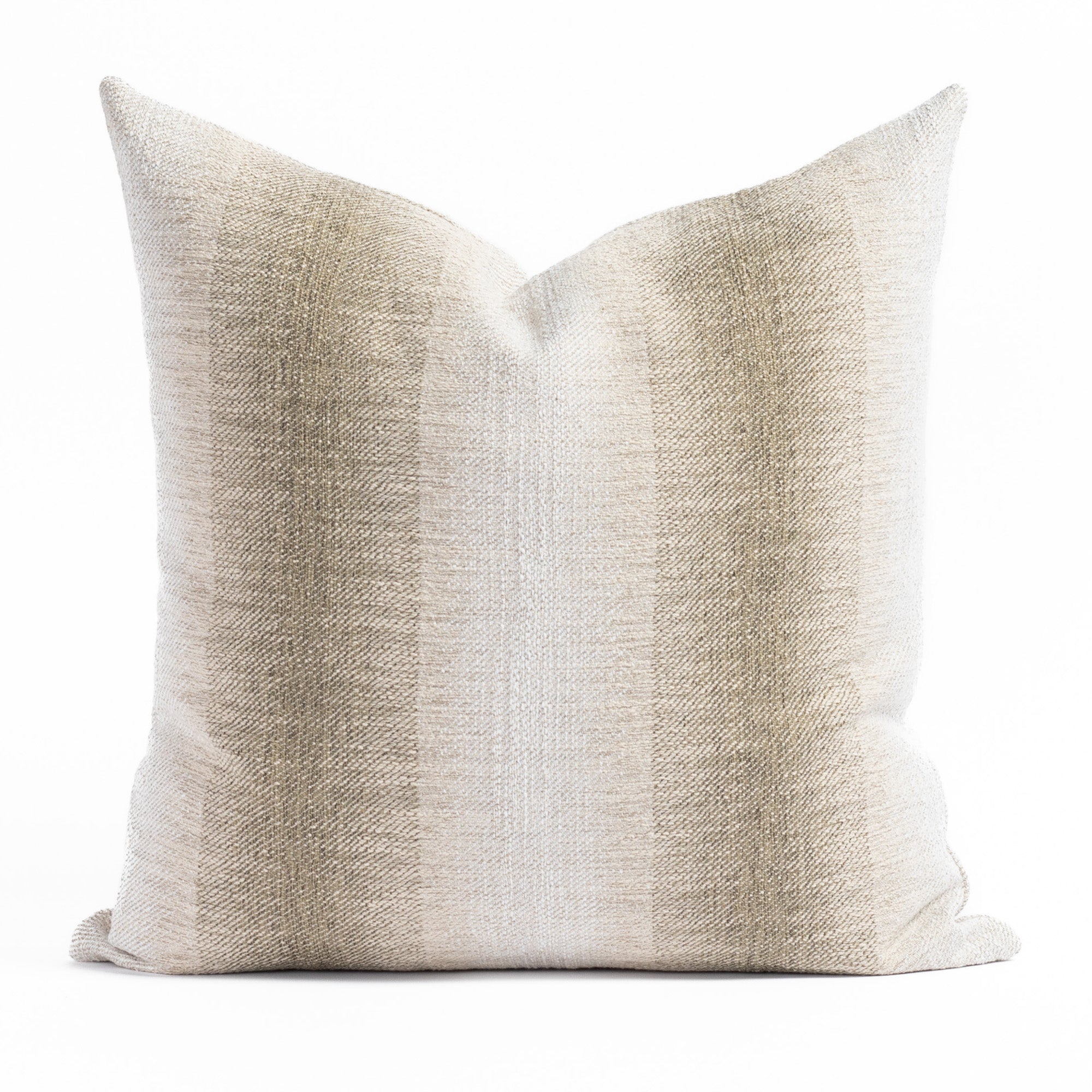 Tahoe Stripe 22x22 Decorative Throw Pillow Cover - Moss Green Cotton Linen Blend Cushion Case for Sofa, Bed, Living Room & Home Decor