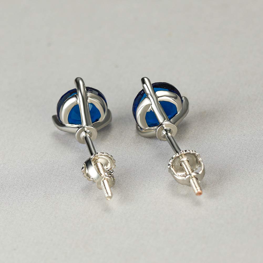 Diamond Stud Earrings for Women - 925 Sterling Silver Screw Back Martini Earrings, Hypoallergenic 6/7/8mm Round Prong Set, Valentine's Day & Engagement Jewelry Gift - Perfect for Parties, Weddings & Everyday Wear