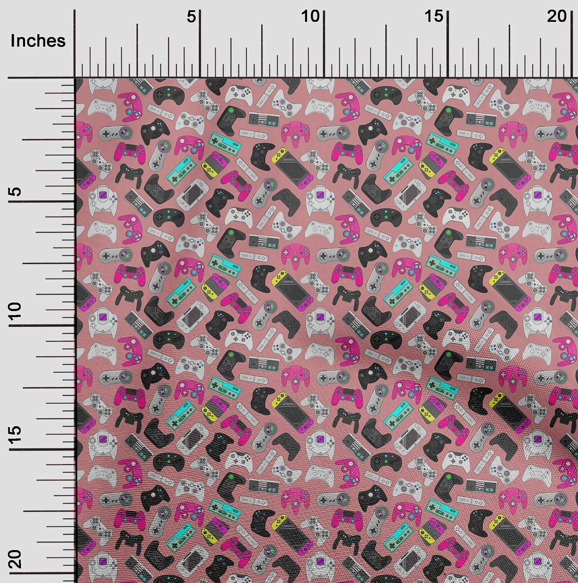 oneOone Cotton Cambric Rose Pink Fabric - Premium Video Game Print Dress Material - 42 Inch Wide by The Yard | Perfect for Cosplay, DIY Dresses & Craft Projects