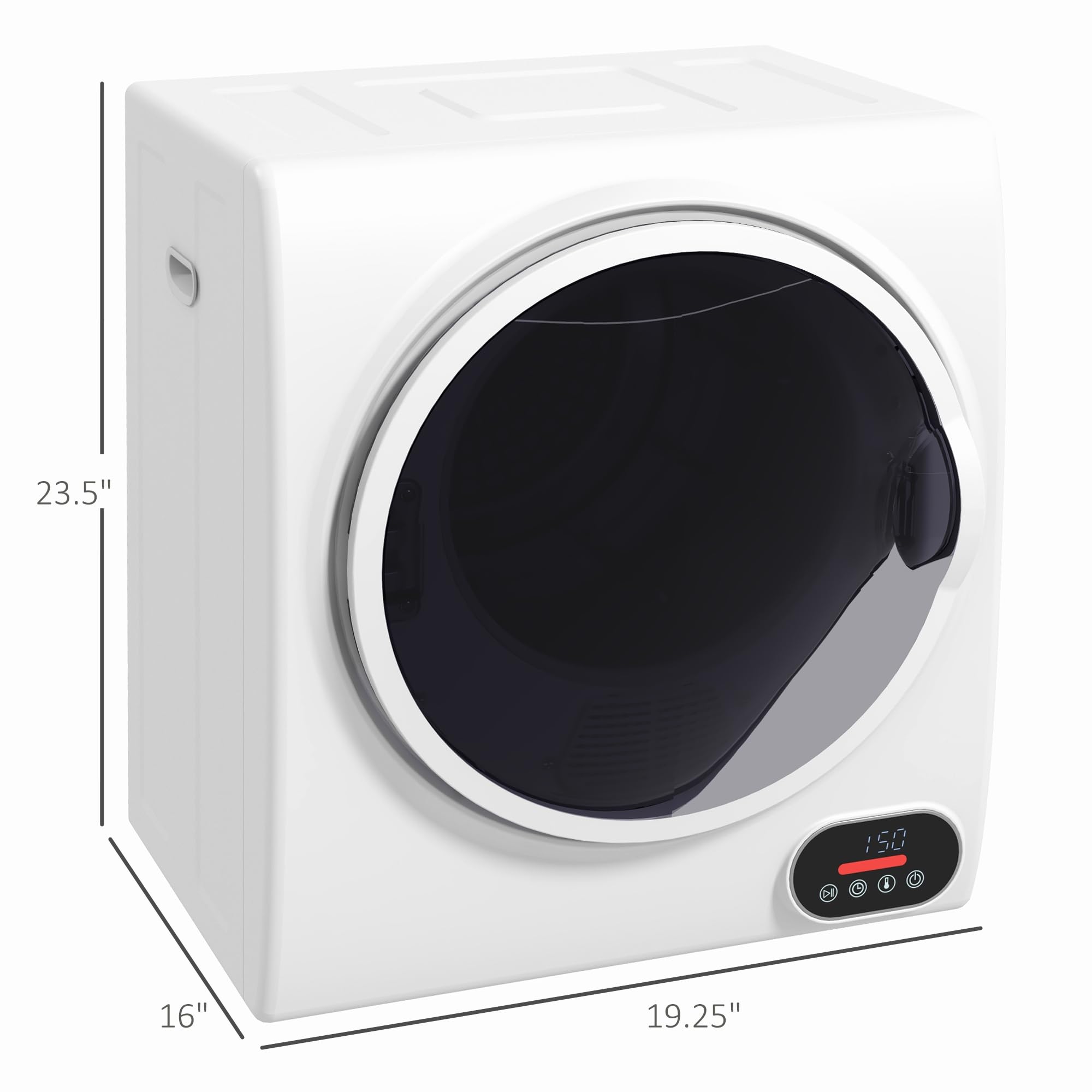 HOMCOM 1.5 cu.ft Portable Electric Clothes Dryer - Compact Stainless Steel Front Load Dryer with Intelligent Drying System, 850W 120V for Apartments, Dorms, RVs - Perfect for Small Spaces & Quick Laundry Drying - White