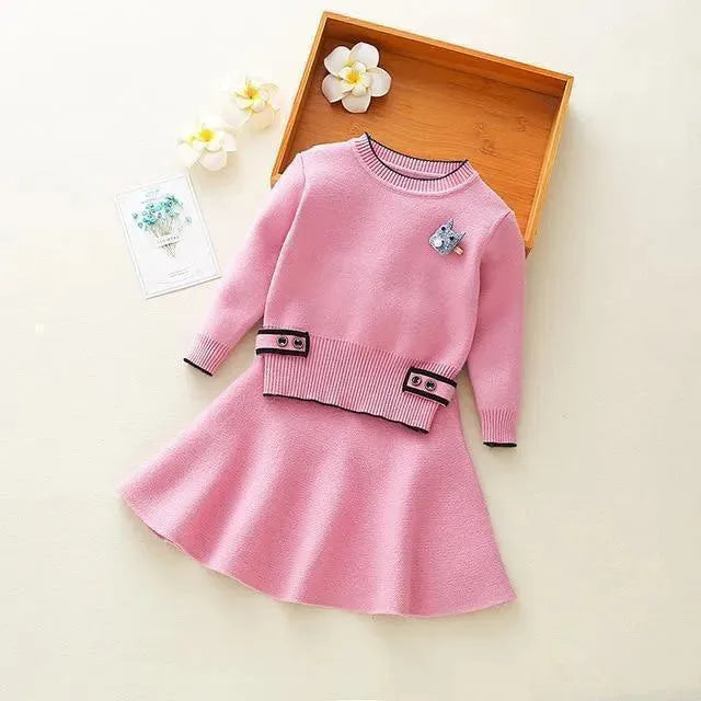 Girls Knitted Outfit Sets - Long Sleeve Kids Winter Clothes for School & Play | Cozy Toddler Sweater & Pants Combo