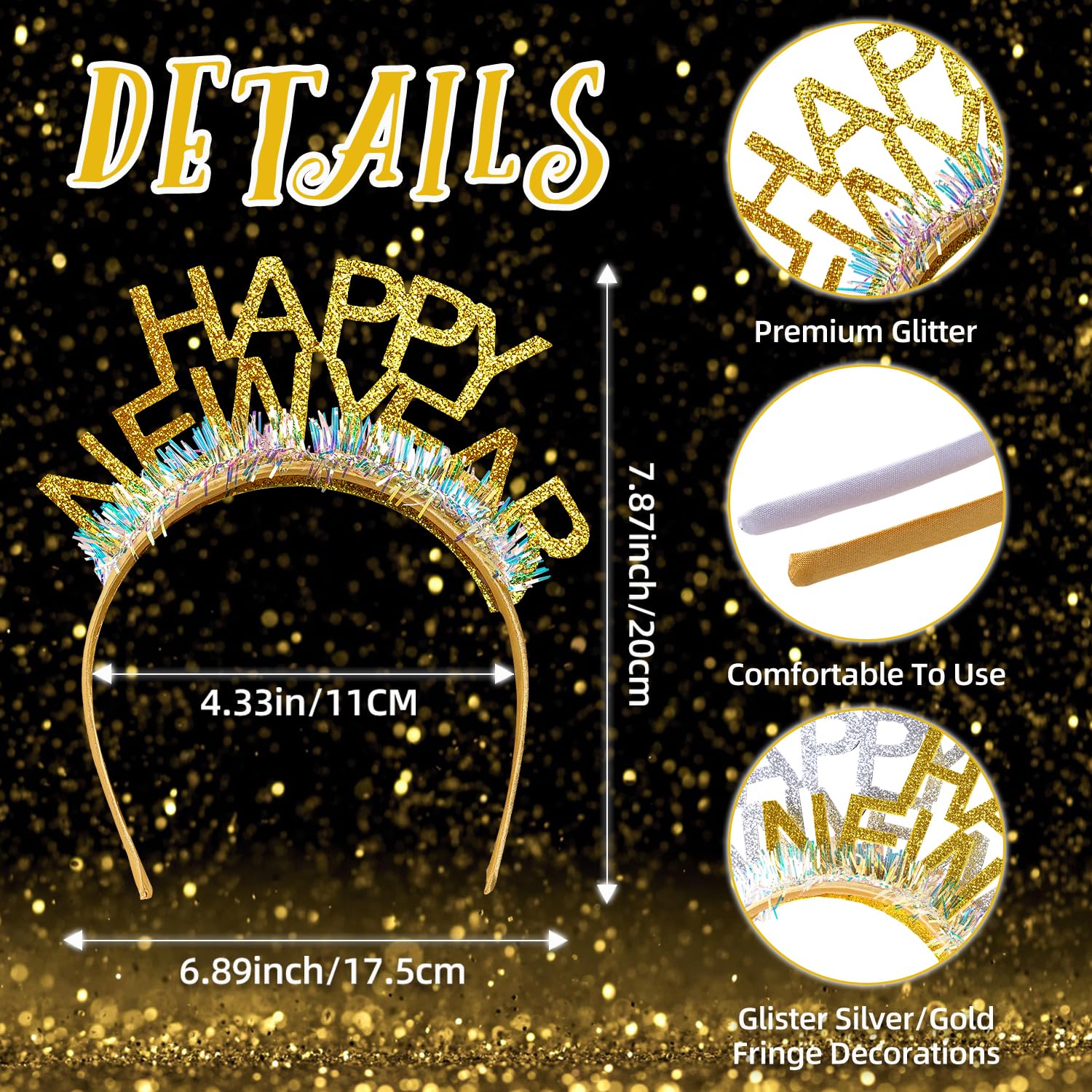 2025 New Year's Eve Headband for Women - Sparkling NYE Party Tiara & Headpiece for Celebrations, Countdowns & Festive Gatherings