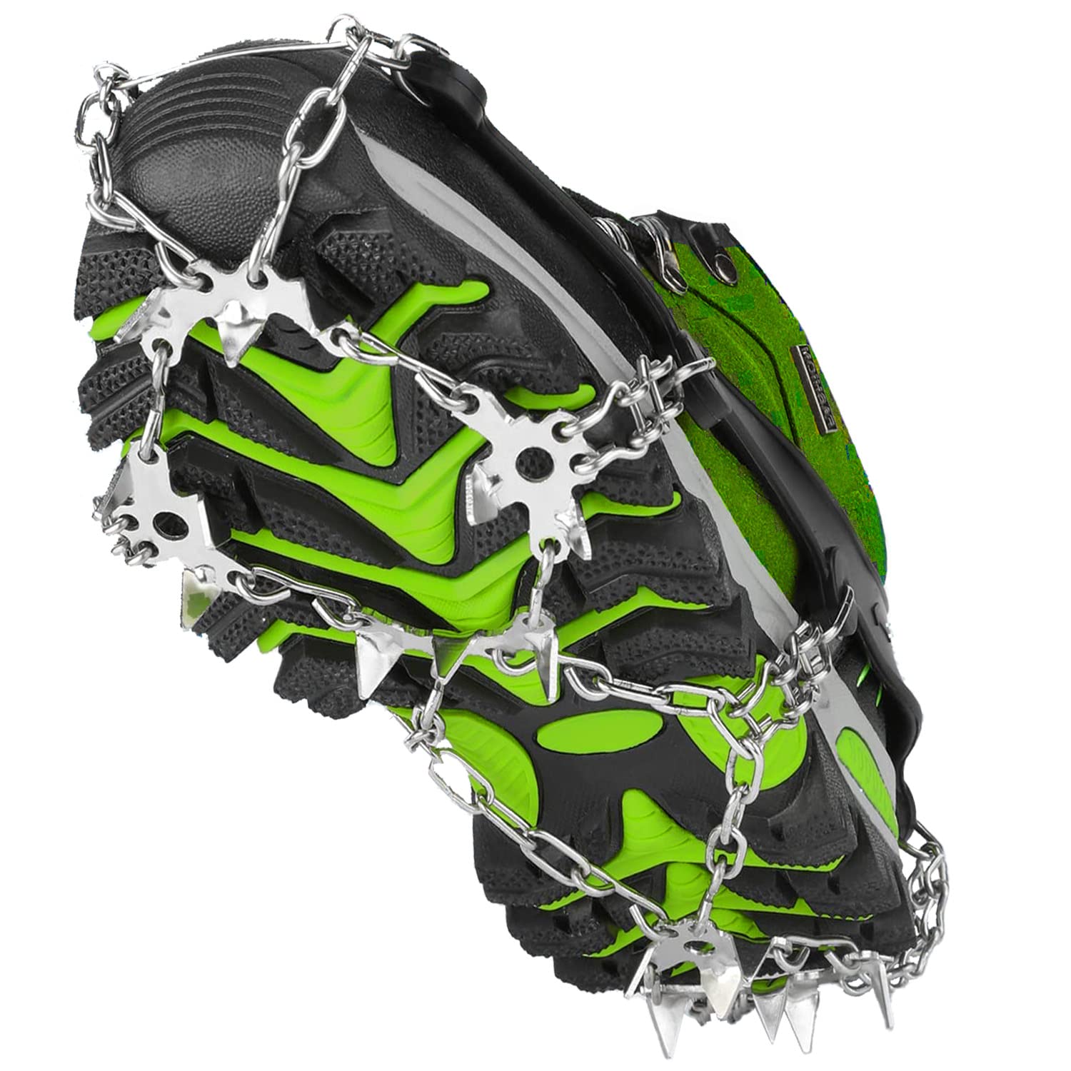 Best Hiking Crampons with 19 Non-Slip Spikes - Ice & Snow Traction for Boots & Shoes - Perfect for Winter Hiking, Mountaineering & Icy Trails