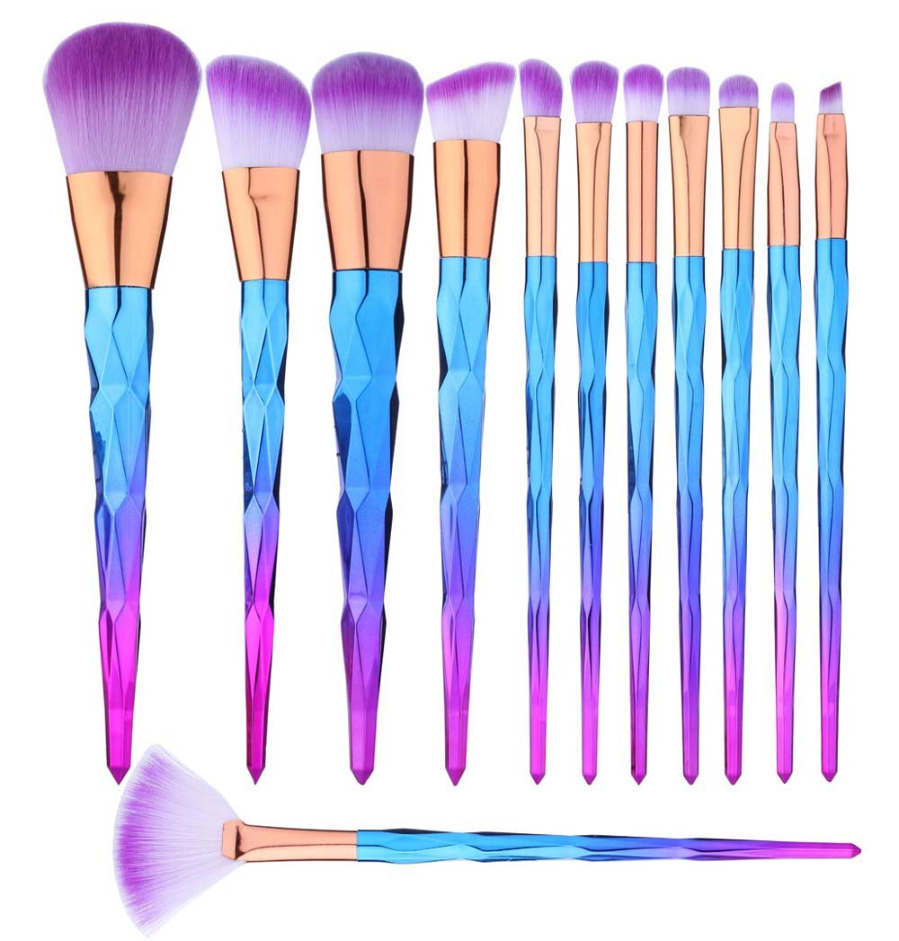 12 Pcs Premium Makeup Brush Set - Foundation, Blending, Blush, Concealer, Eye, Face & Lip Brushes for Powder, Liquid & Cream - Complete Synthetic Bristles Makeup Kit for Professional & Everyday Use