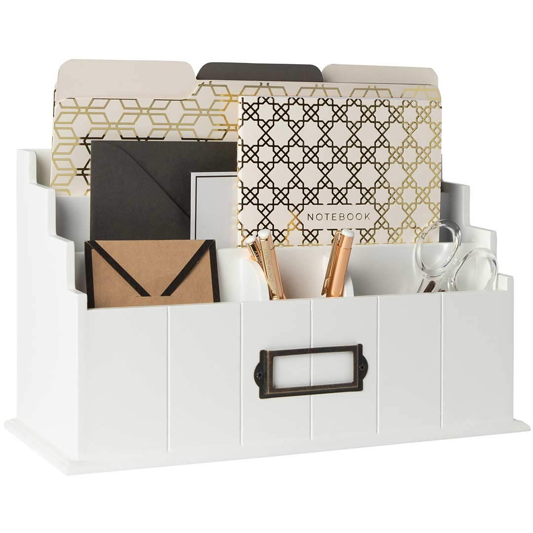 BLU MONACO 3-Tier White Wooden Mail Organizer - Rustic Country Style Desk & Countertop Organizer - Perfect for Home Office, Kitchen, and Entryway Organization