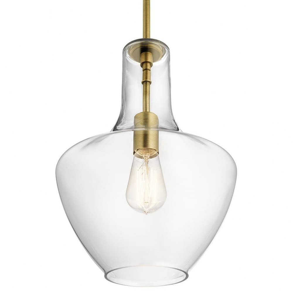 1 Light Contemporary Large Bell Shade Pendant Light Fixture with Clear Glass in Olde Bronze Finish - Perfect for Dining Room, Kitchen Island or Entryway Lighting