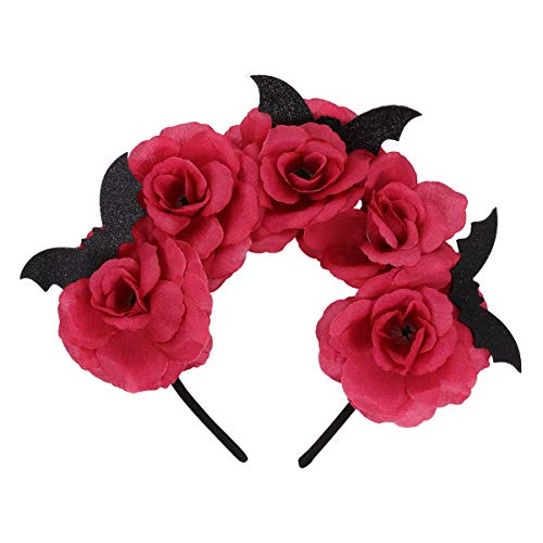 Uonlytech Rose Hair Hoop - Halloween Bat Hair Band & Party Hair Clasp - Elegant Rose Headpiece for Women | Perfect for Halloween Costumes, Cosplay, and Themed Parties