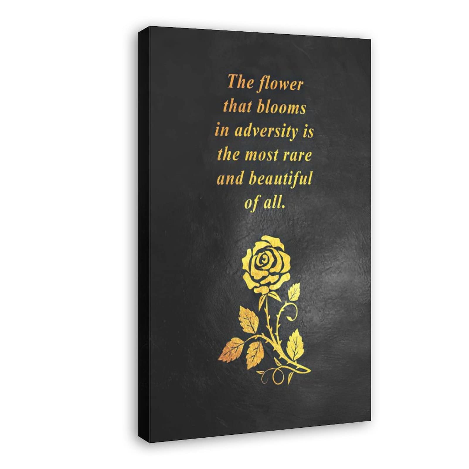 Motivational Wall Art - Bloom in Adversity Inspirational Quote Flower Canvas Poster (20x30inch/50x75cm) - Framed Office Decor, Bedroom Wall Decor, Home & Workplace Motivation Gift for Women & Men