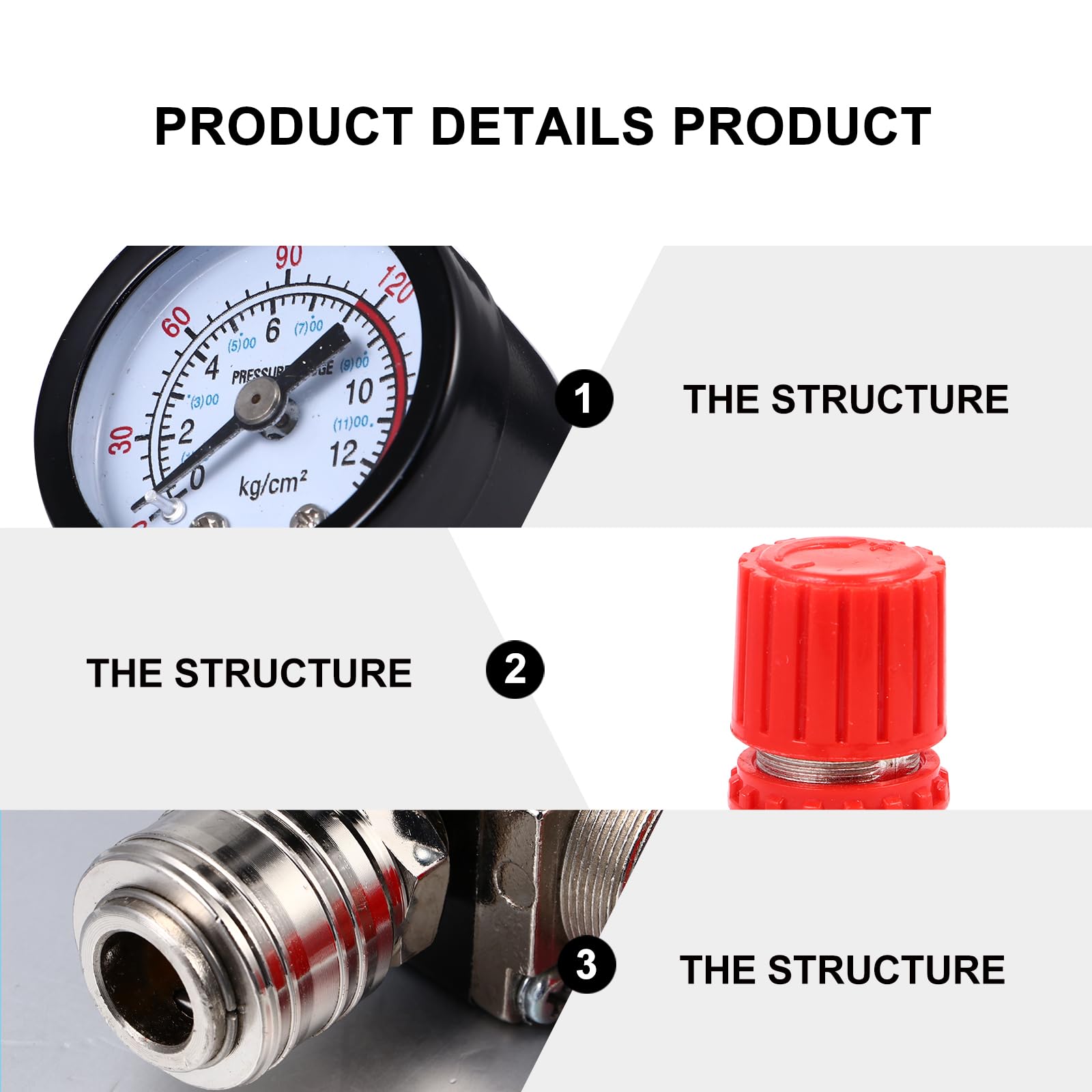 Air Compressor Pressure Regulator with Gauge - Adjustable PSI Control for Air Tools, 1/4
