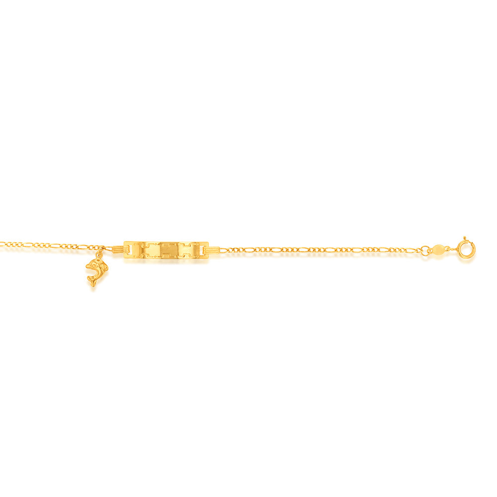 9ct Yellow Gold 1:3 Figaro Link 15.5cm ID Bracelet for Women - Elegant Adjustable Chain Jewelry Gift for Birthday, Anniversary & Special Occasions