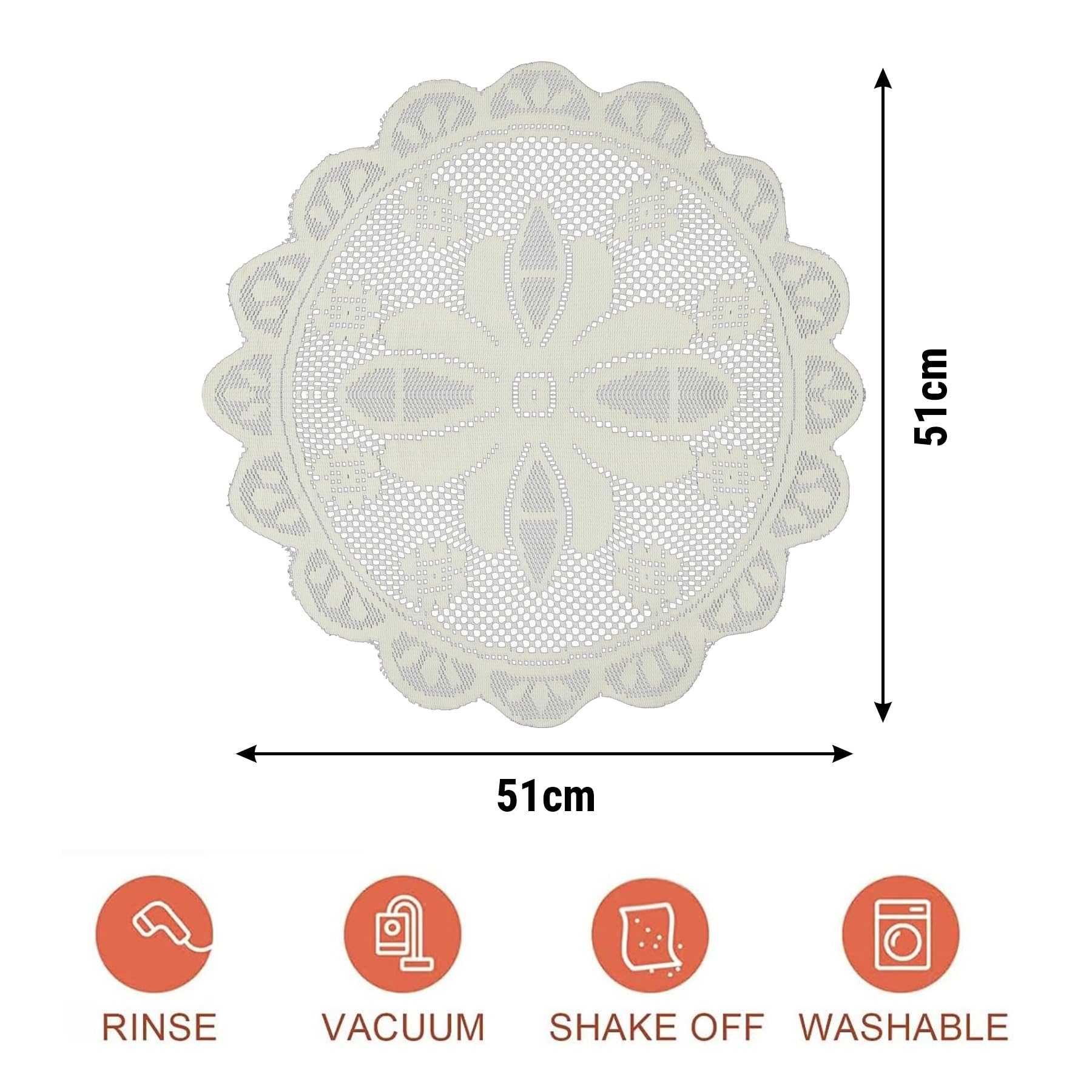 Kuber Industries Round Placemat Set - 20 Inch Light Cream Dining Table Mats, Pack of 3 - Perfect for Formal Dinners, Casual Meals & Side Table Decor