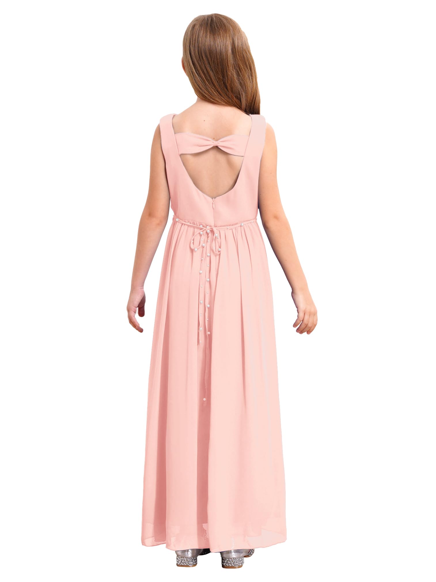 Girls Beaded Flower Girl Dress - Sleeveless A-Line Maxi Dress for Birthday, Wedding, Pageant Party - Perfect for Flower Girls, Bridesmaids & Special Occasions