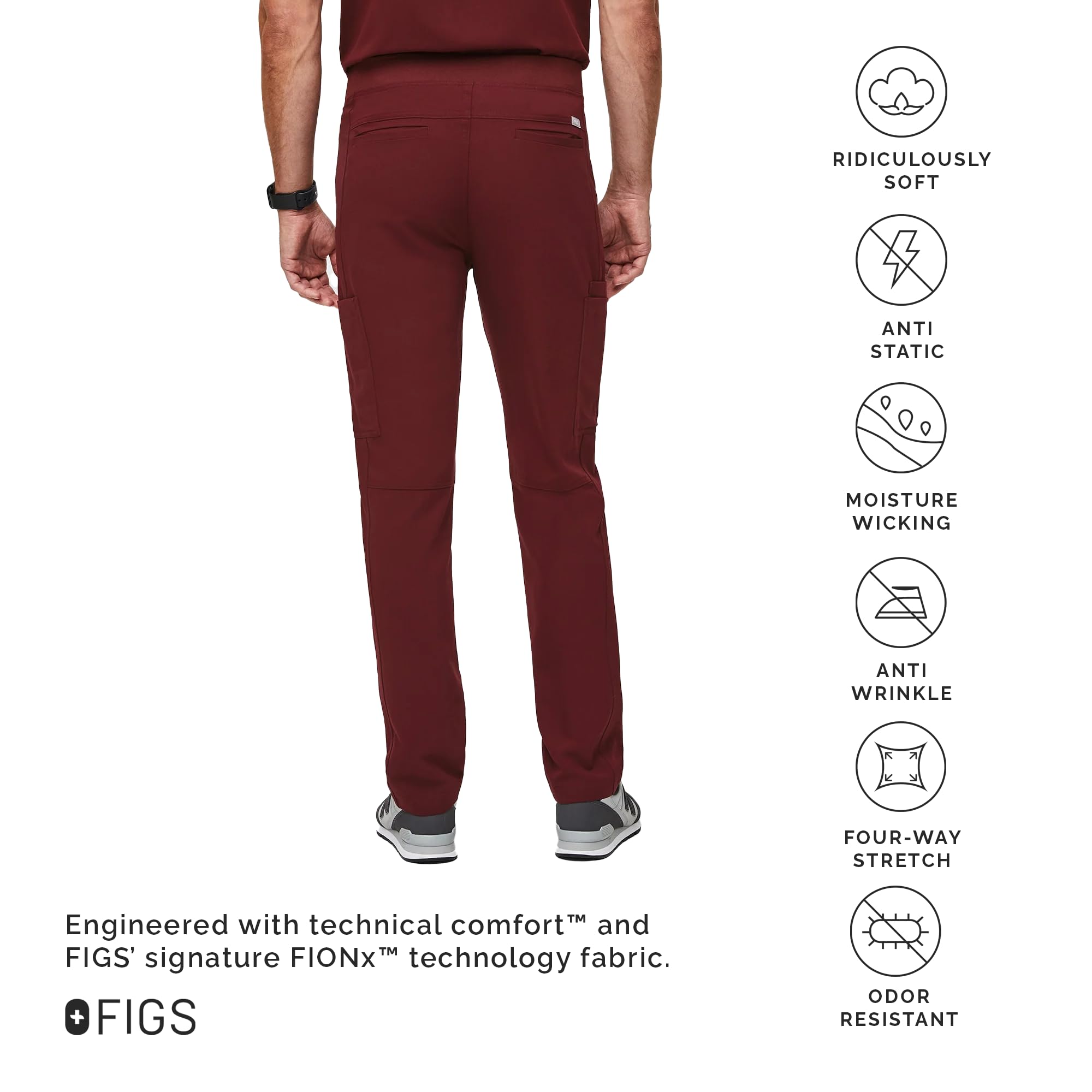 FIGS Axim Cargo Scrub Pants for Men - Classic Fit, Straight Leg, 7 Functional Pockets, 4-Way Stretch Fabric, Wrinkle-Resistant Medical Scrubs | Perfect for Doctors, Nurses & Healthcare Professionals