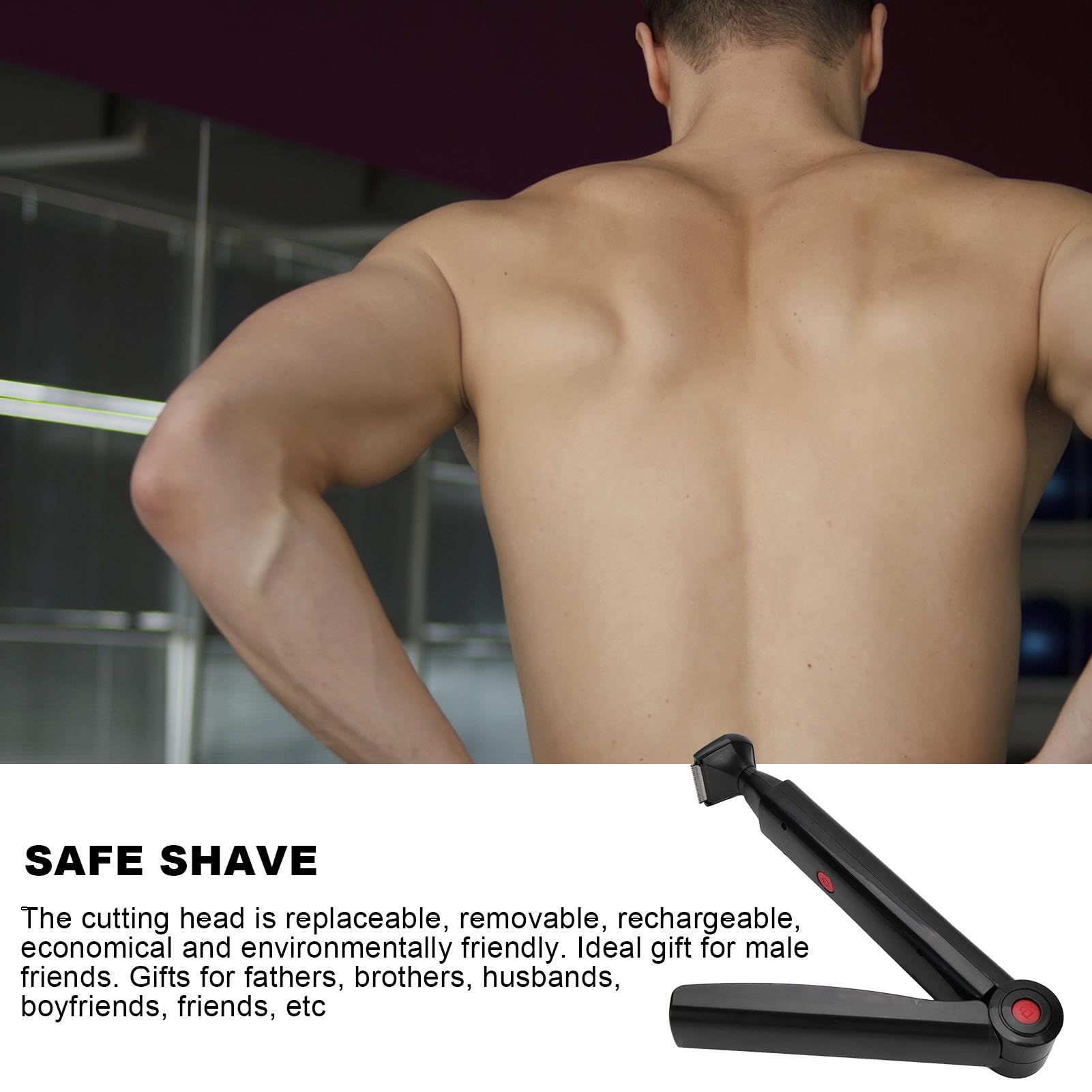 Electric Back Hair Shaver for Men - Long Handle Body Groomer with Safety Blade Technology | Ergonomic Wet/Dry Trimmer for Smooth Shaving | Perfect for Back, Chest & Shoulder Hair Removal at Home or Gym