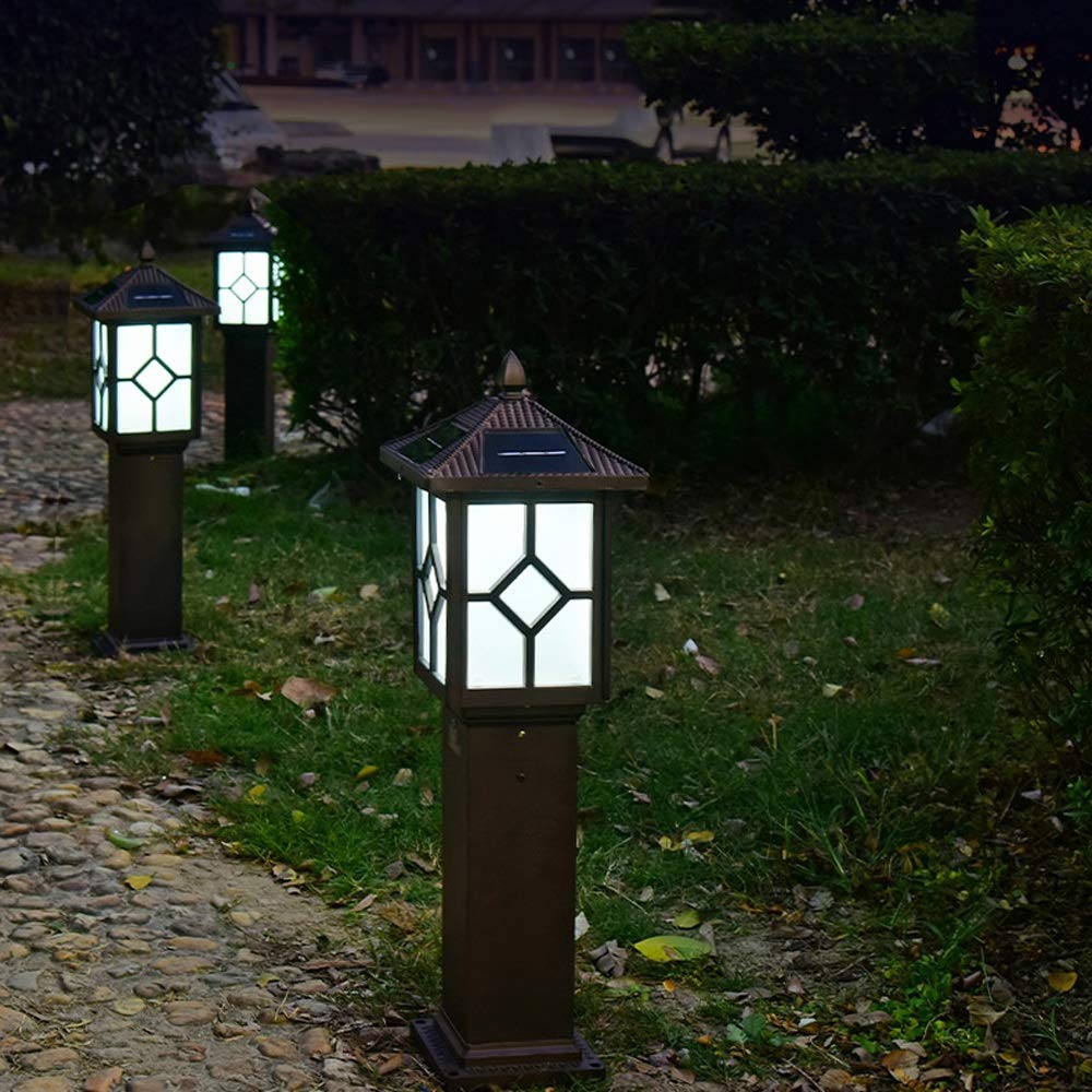 Solar Powered LED Garden Lights - Waterproof IP55 Outdoor Landscape Lighting with Auto Sensor for Lawn, Park, Villa Pathway & Street Decor | Weatherproof Exterior Post Lantern for Nighttime Illumination