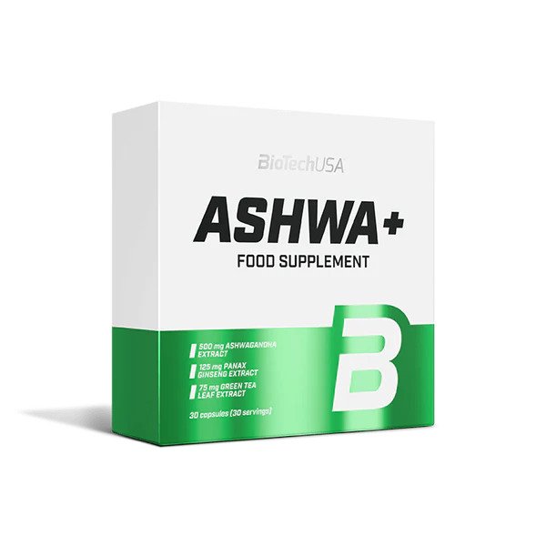 BioTechUSA Ashwa+ 30 Capsules - Premium Ashwagandha Supplement for Stress Relief & Energy Boost | Perfect for Workout Recovery & Daily Wellness
