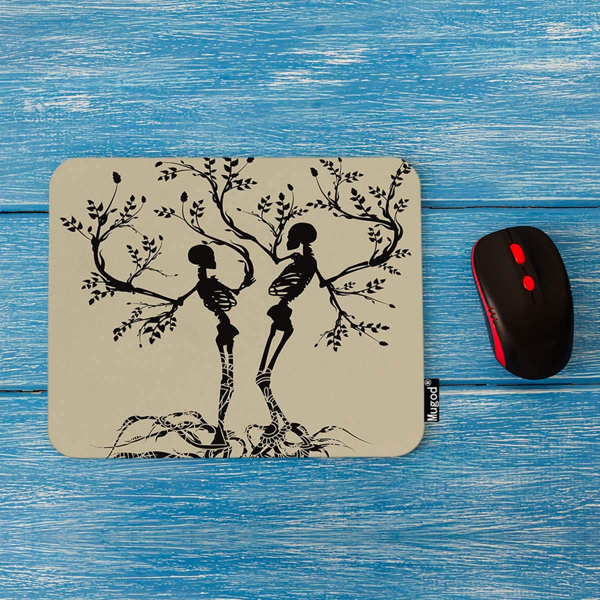 Gothic Cross Stitch Skeleton Tree Gaming Mouse Pad - Non-Slip Rubber Base, 7.9x9.5 Inches, for PC & Laptop - Perfect for Gamers, Office Work & Home Decor