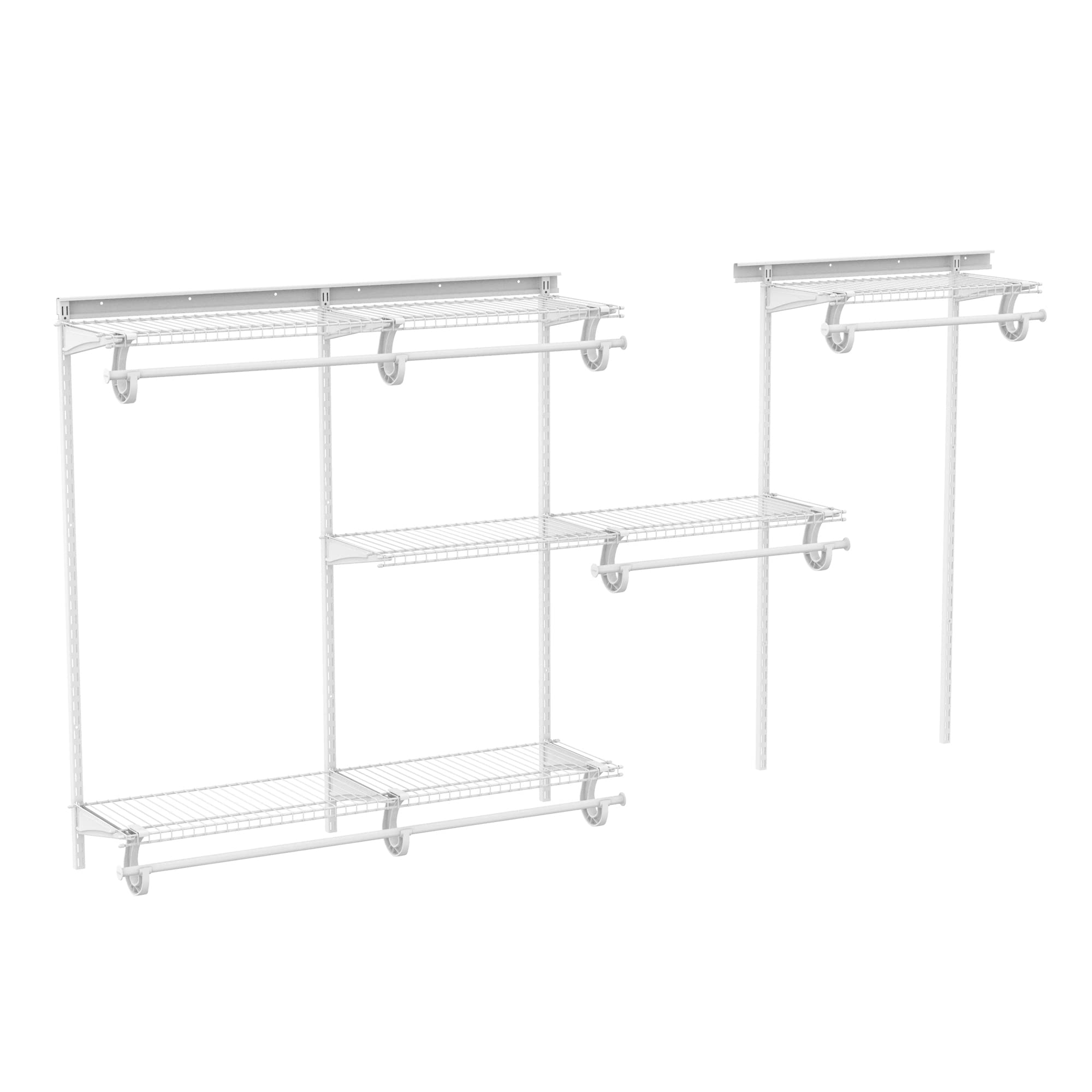 ClosetMaid Adjustable Wire Closet Organizer System 5-8 Feet with Shelves & Clothes Rods - Durable Steel Closet Storage Solution for Bedroom, Walk-in Closet & Home Organization (White)