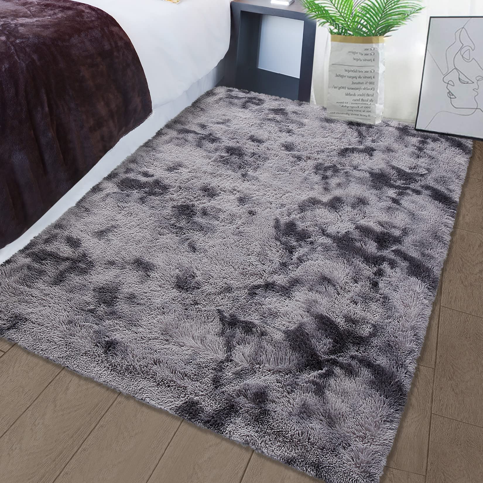 8x10 Feet Fluffy Shag Area Rug - Ultra Soft Plush Gray Carpet for Living Room, Bedroom & Nursery | Non-Slip Fuzzy Floor Mat for Kids Playroom & Dining Room Decor | Cozy Home Accent for Family Gatherings & Relaxation
