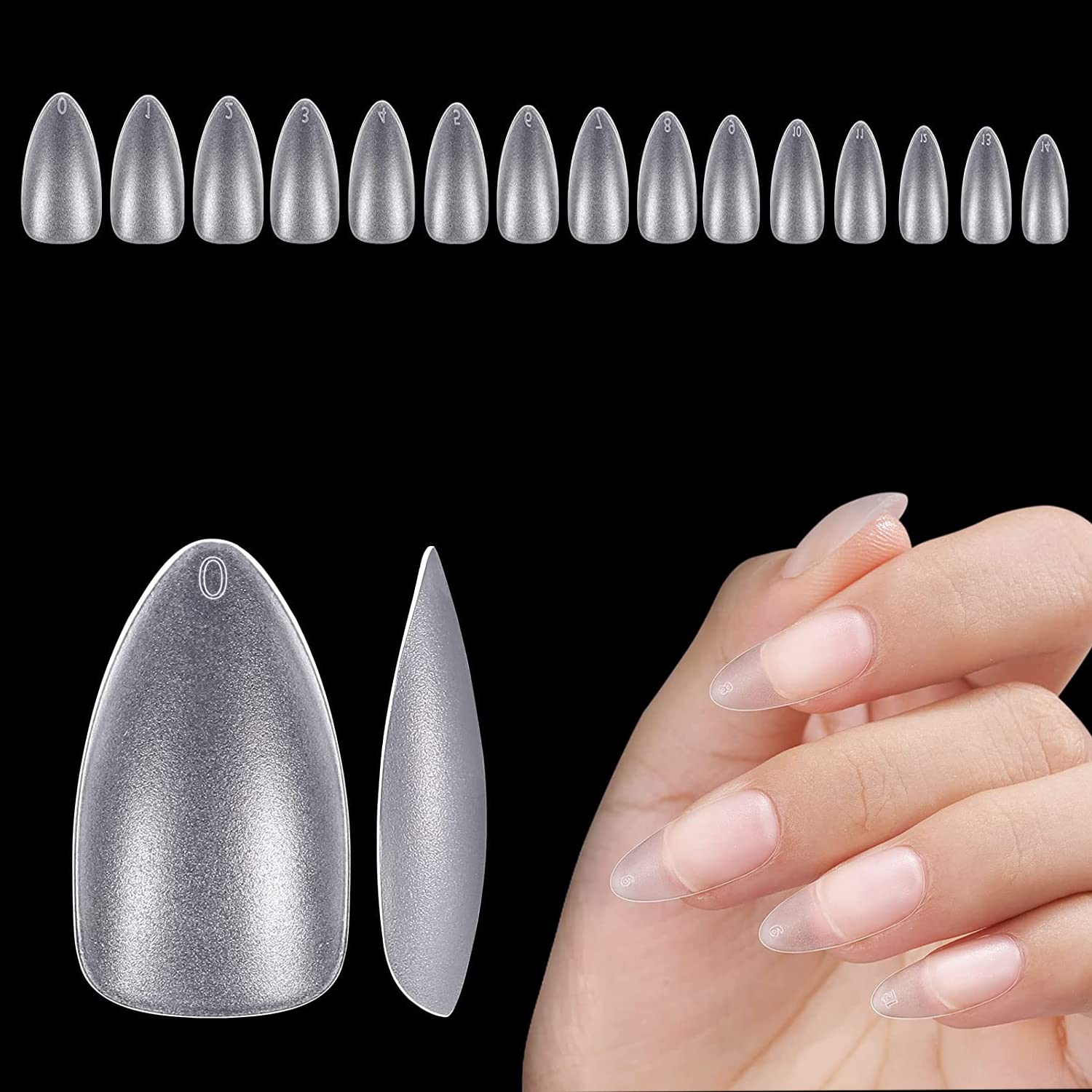 YGSHIWEI 300PCS False Nails - 15 Sizes Almond Shape Artificial Nail Tips for Nail Technicians, Beginners & Salons | DIY Manicure, Acrylic Nails, Home & Professional Use