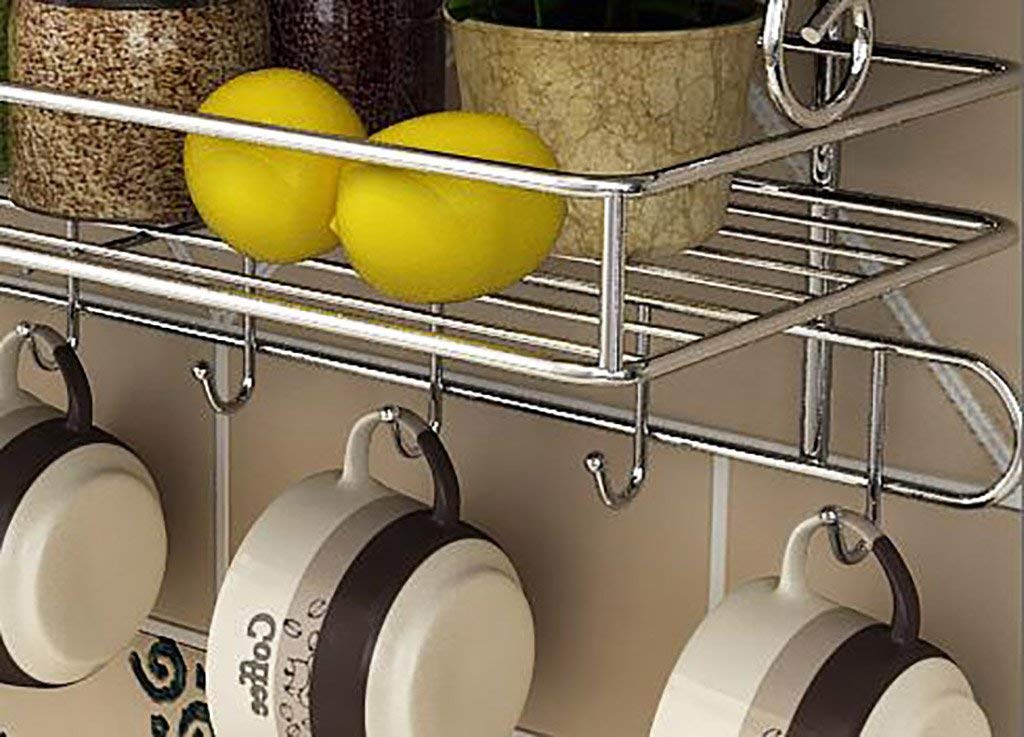 Industrial Retro Wall Mount Storage Rack - Iron Pipe Wall Decor with Hooks for Elves Ornaments | Perfect for Home, Office & Holiday Decoration