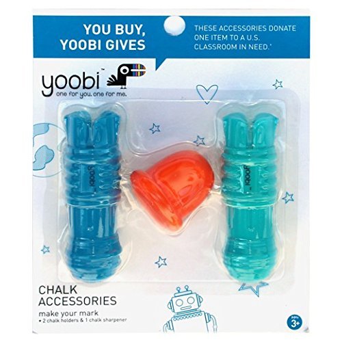 Yoobi Chalk Accessory Pack - 2 Chalk Holders & 1 Chalk Sharpener - Multicolor Chalk Set for Classroom, Home & Outdoor Use - Teacher & Student School Supplies