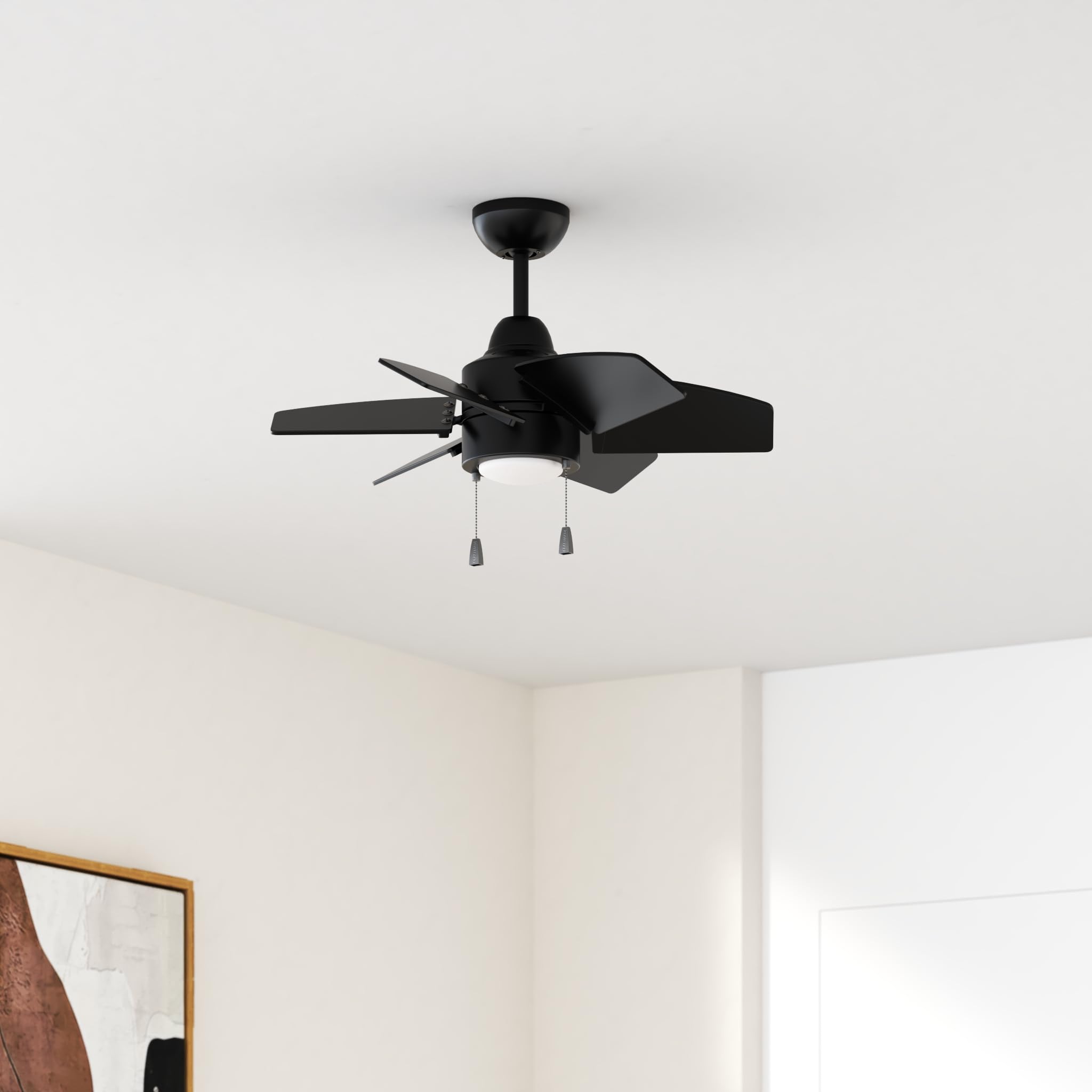 Craftmade PPT24FB6 Propel II 24 Inch Indoor Outdoor Ceiling Fan with LED Light & Pull Chain - 6 ABS Blades, Damp Rated, Flat Black Finish - Perfect for Bedroom, Patio, Porch, and Small Spaces