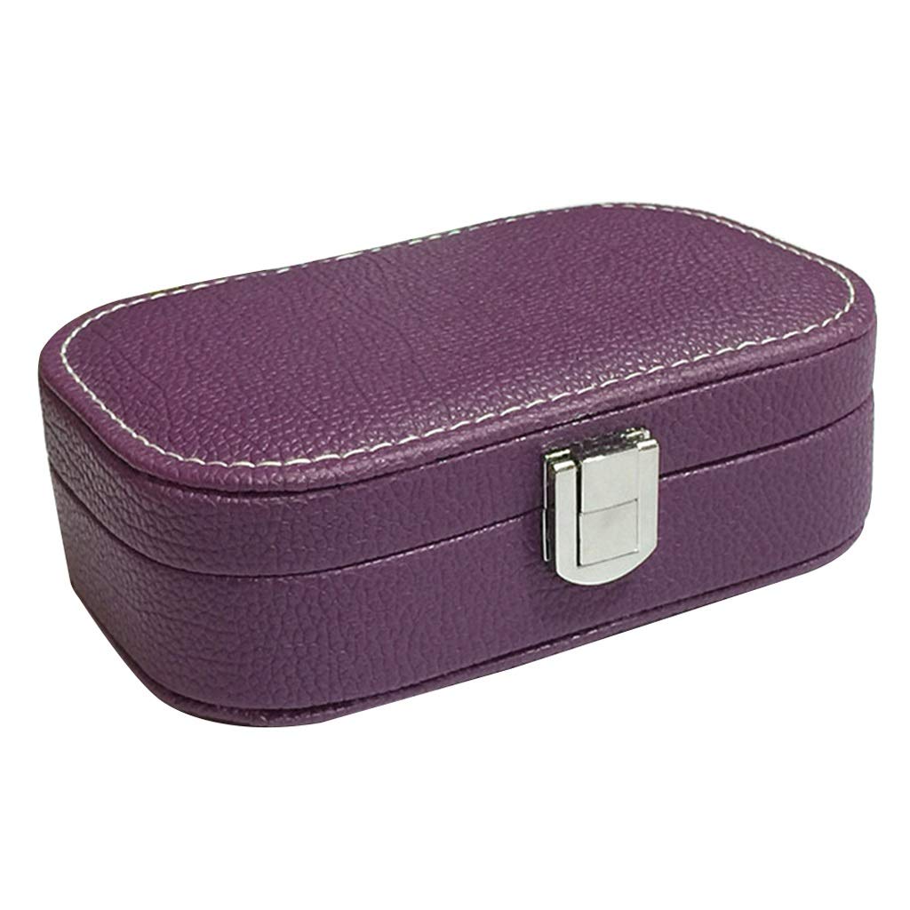 LICHUAN Jewelry Box - Portable Leather Jewelry Organizer with Mirror for Rings, Earrings & Necklaces | Travel Jewelry Case Display Storage | Perfect for Home, Travel & Gift Giving (Purple)
