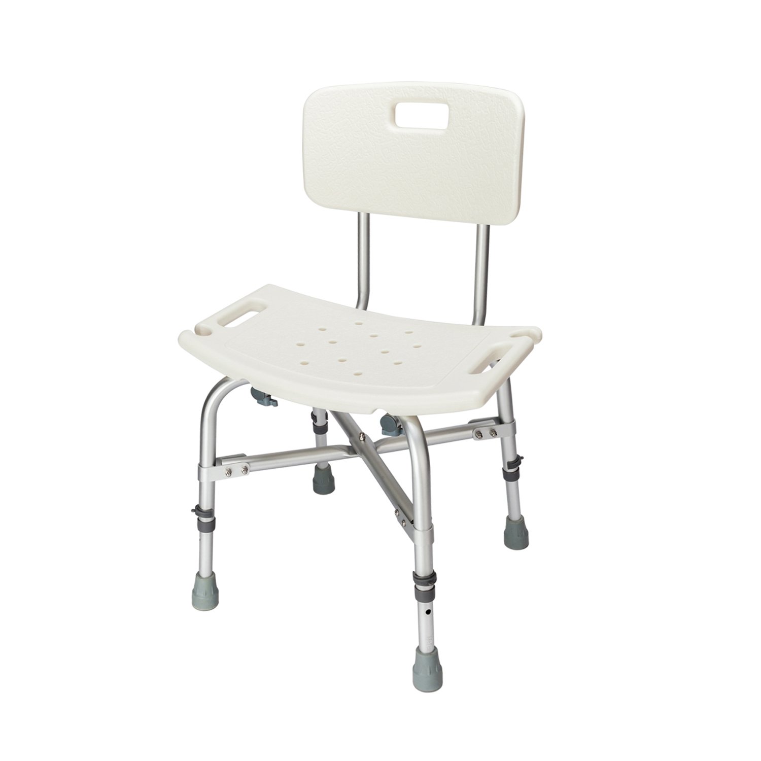 Heavy Duty Aluminum Alloy Shower Chair with Back - Medical Bathroom Safety Seat for Elderly & Seniors - Non-Slip Shower Bench for Bathtub & Indoor Shower Use (White) - Perfect for Assisted Bathing & Mobility Support