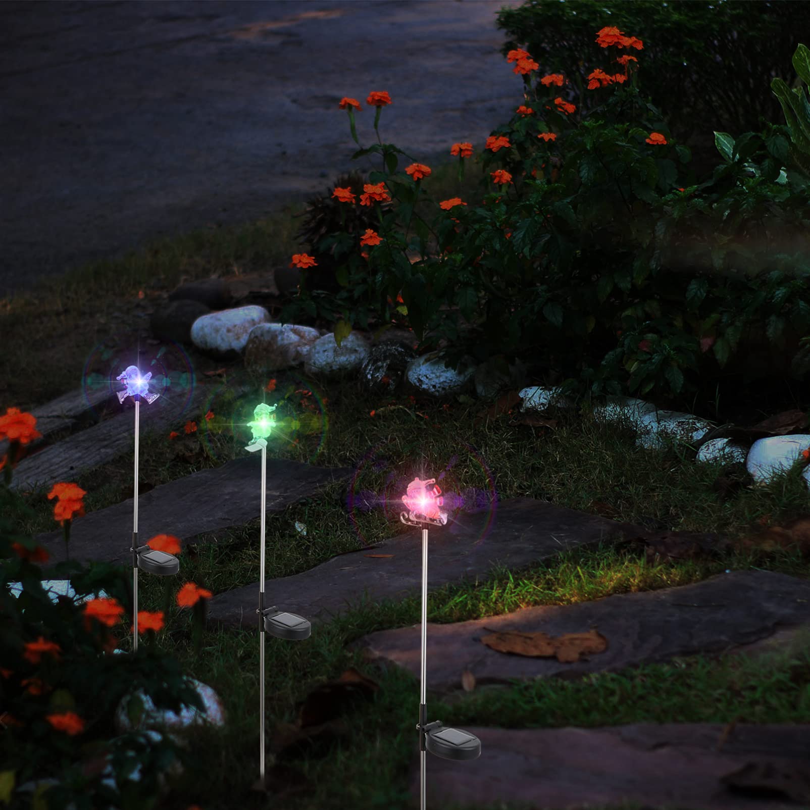 Uonlytech 3pcs Snowman Solar LED Lights - Waterproof Outdoor Christmas Decoration for Lawn, Garden & Courtyard | Solar-Powered Snowman Plug Lights for Holiday, Patio & Yard Decor